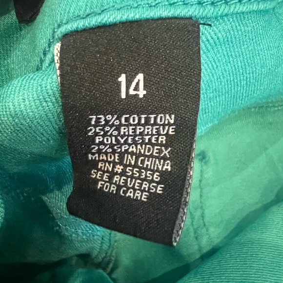 NWT New 14 D. Jeans twill high waist shorts blue teal turquoise - Picture 9 of 11
